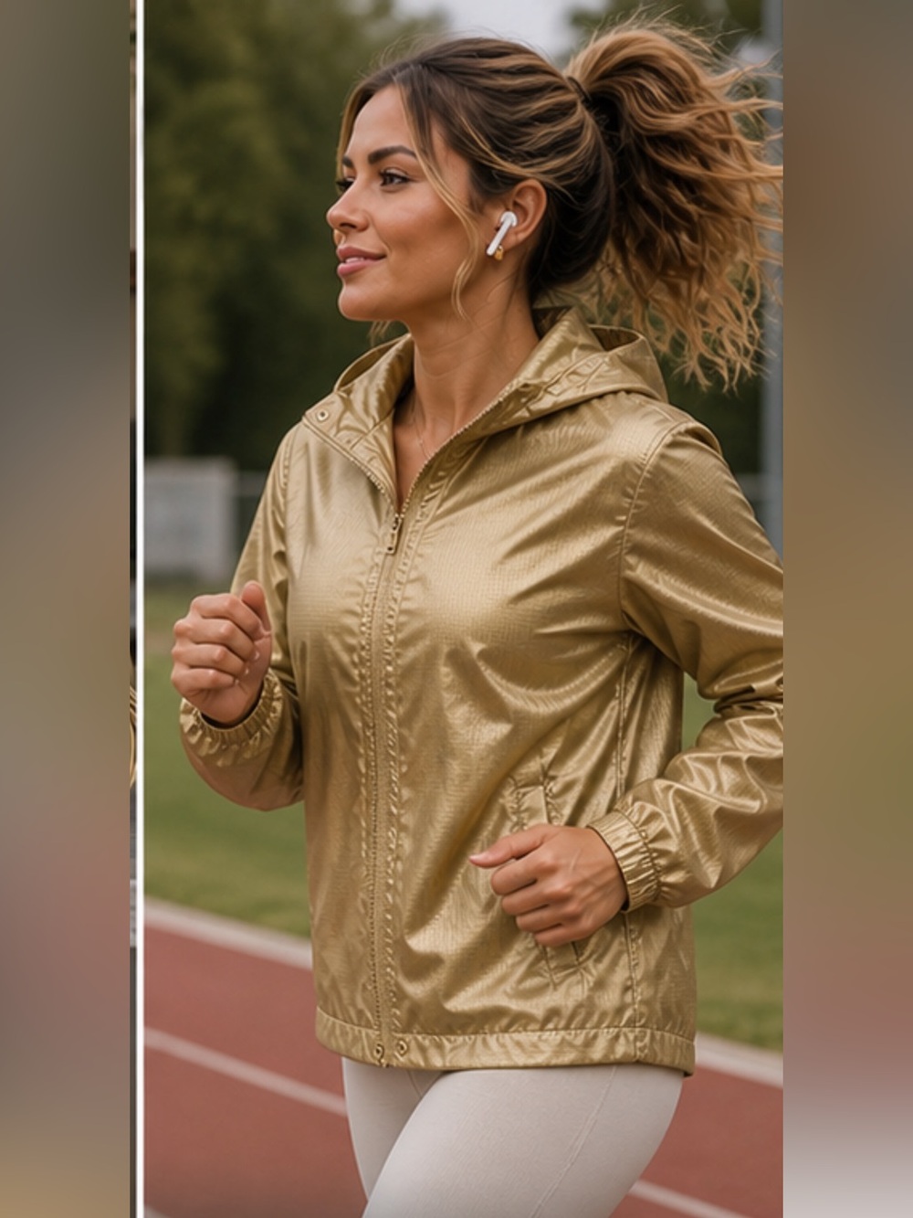 Lauren Ralph Lauren Metallic Gold Hooded Anorak Jacket